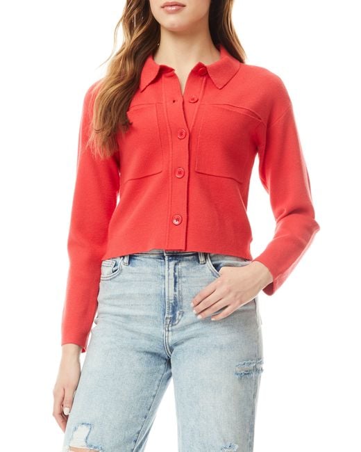 Love By Design Red Kogan Double Knit Crop Cardigan