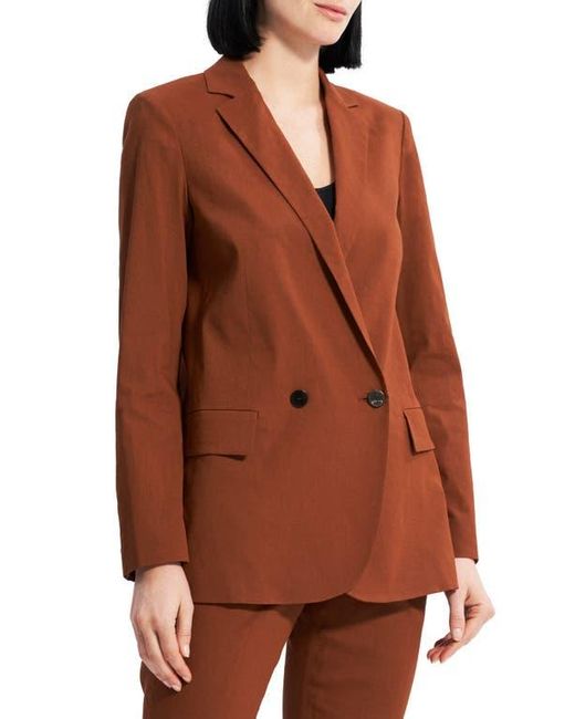 Theory Brown Double Breasted Linen Blend Jacket