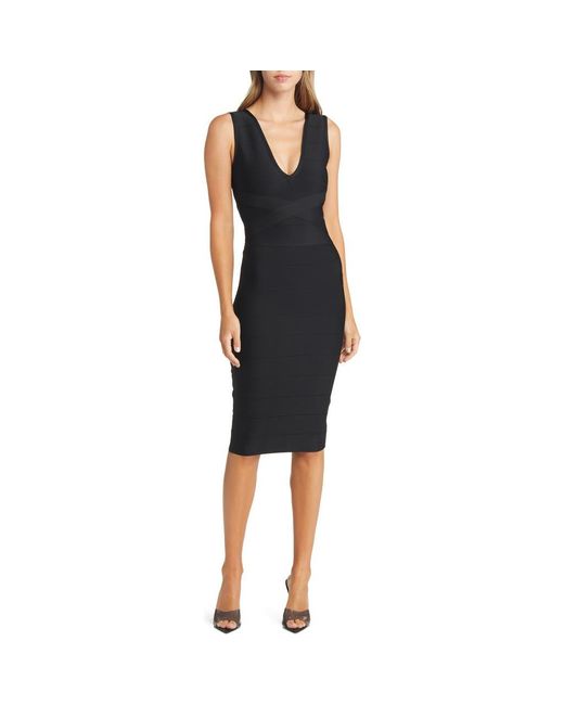 Bebe Women's Black V-Neck Bandage Midi Dress - www.rajagirimanappuram.com Bebe Women's Black V-Neck Bandage Midi Dress - www.rajagirimanappuram.com