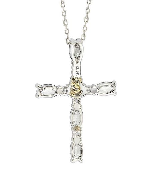 Suzy Levian White Topaz Cross Pendant Necklace