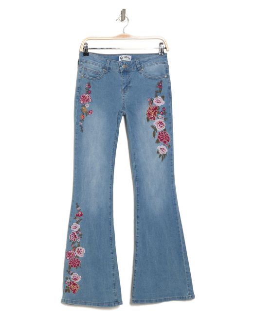 PTCL Blue Garden Floral Low Rise Flare Leg Jeans
