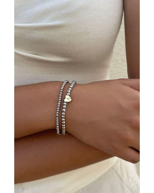 Adornia White Beaded Initial Charm Bracelet Set