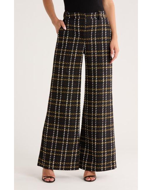 L'Agence Black Pilar Bouclé Wide Leg Pants