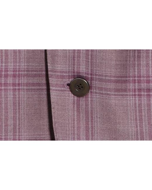 Heritage Gold Men's Purple Berry Super 130S Wool Plaid Sport Coat formal jackets