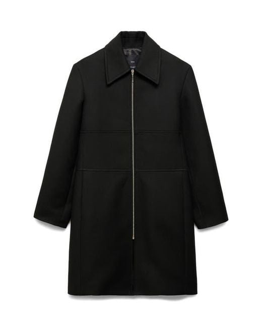 Mango Black Straight Cut Coat