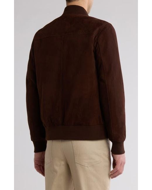 Slate & Stone Brown Suede Padded Bomber Jacket for men