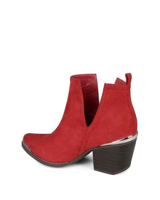 Journee Collection Red Issla Metal Trim Bootie