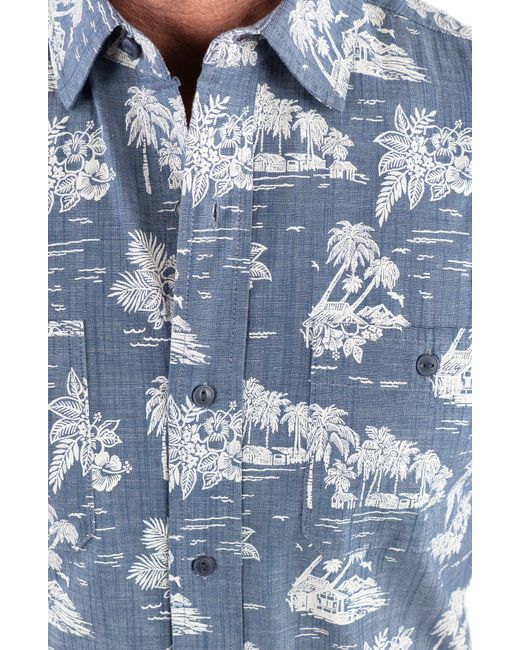 Tailor Vintage Blue Fish Woven Shirt for men