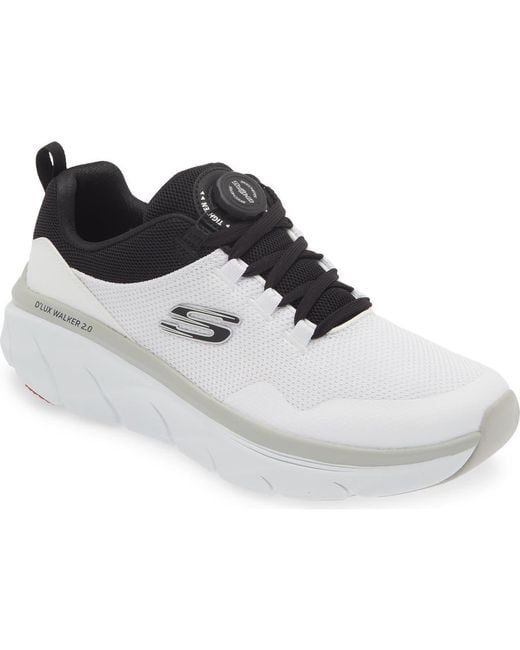 Skechers White D'Lux Walker Lace-Up Sneakers for men