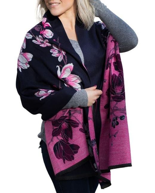 Saachi Purple Floral Pattern Reversible Scarf