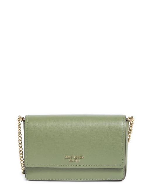 Kate Spade Green Morgan Leather Wallet On A Chain