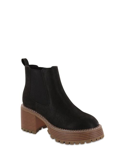 mia jody ribbed block heel chelsea boot black
