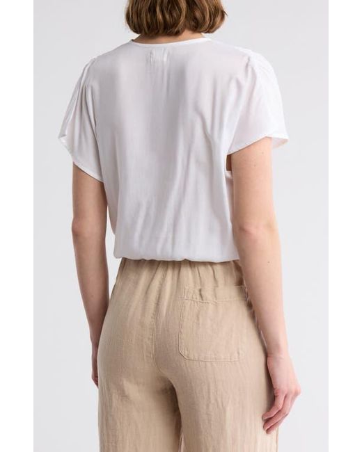 Elan White Surplice Neck Cover-Up Crop Top