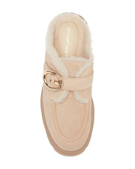Stuart Weitzman Natural Benni Genuine Shearling Mule