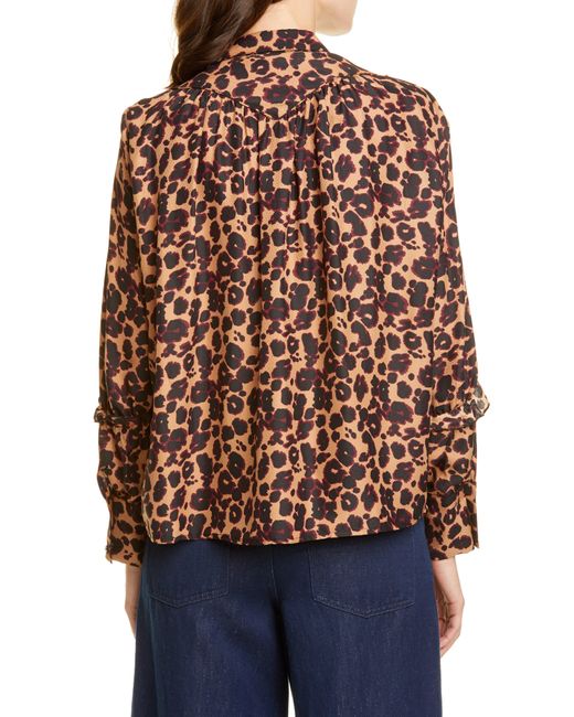 Ba&sh Brown Tim Leopard Print Button-up Shirt