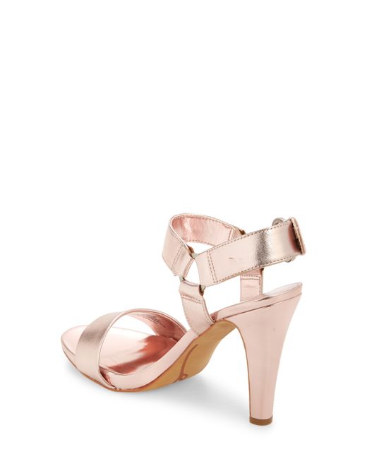 Karl Lagerfeld Pink Cieone Metallic Leather Ankle Strap Sandal