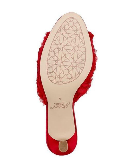 Badgley Mischka Red Scarlet Mesh Flower Sandal