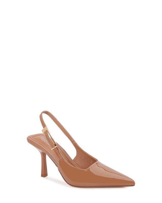 BERNESS Brown Honey Pointed Toe Slingback Pump