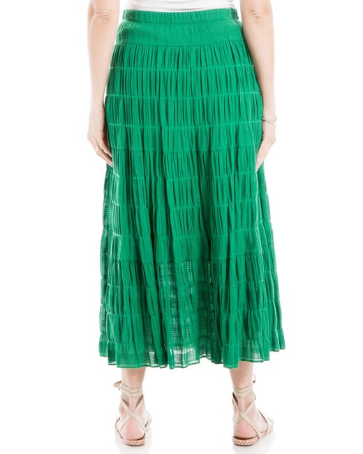 Max Studio Green Textured Midi Skirt