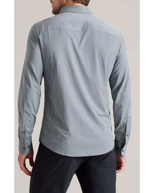 Rhone Blue Commuter Pro Slim Fit Button-Up Shirt for men