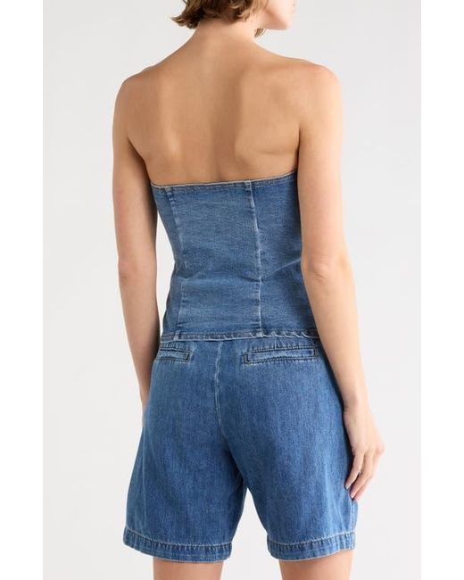 Current/Elliott Blue Strapless Button Front Bustier