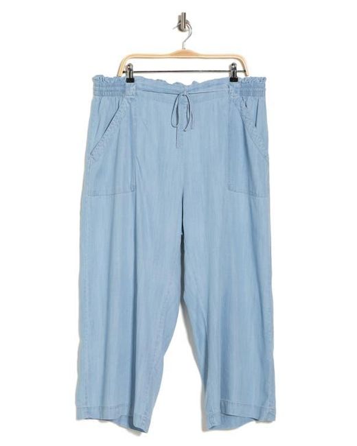 Tahari Blue Tencel Crop Wide Leg Pants
