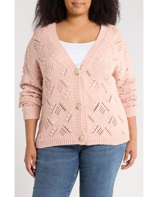 Caslon Blue Open Bubble Stitch Cardigan