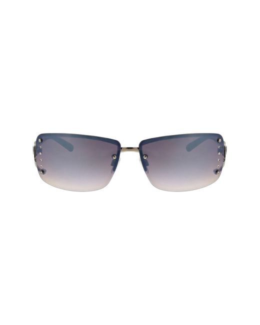 BCBGMAXAZRIA Blue 66mm Y2k Rimless Rectangle Sunglasses