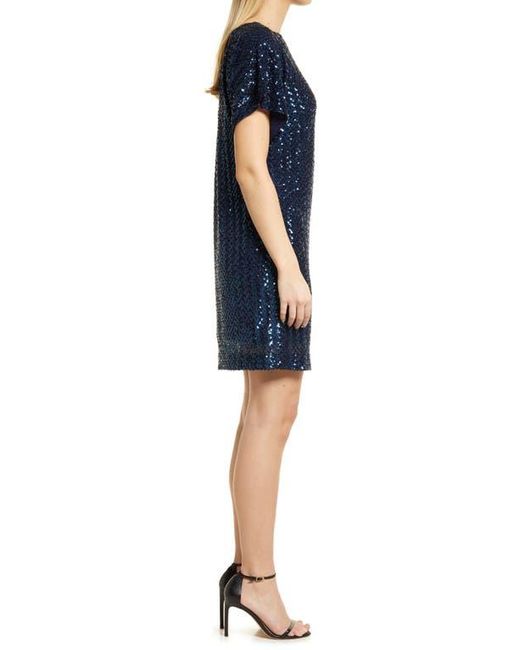 Vince Camuto Dolman Sleeve Sequin Dress in Blue | Lyst