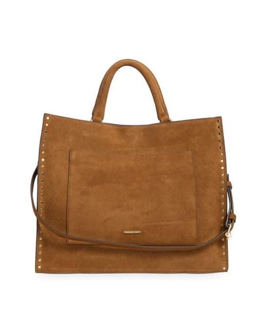 Rebecca Minkoff Brown Darren Stud Suede Tote Bag