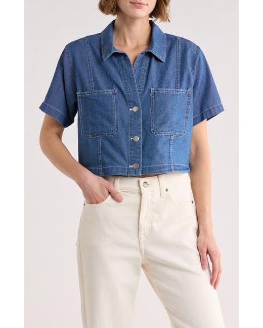 Blu Pepper Blue Crop Denim Blouse