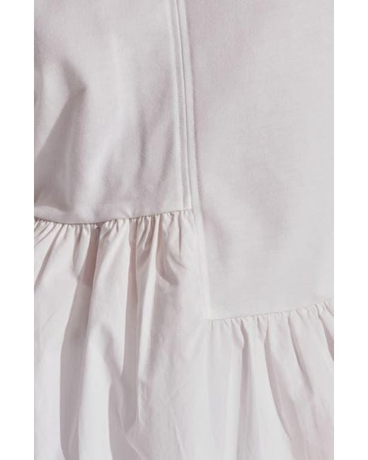 English Factory White Flutter Sleeve Mixed Media Peplum Top