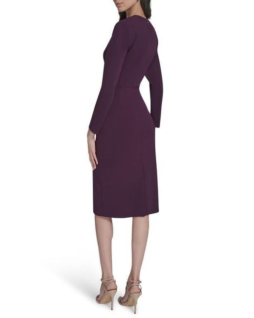 Calvin Klein Purple Stretch Crepe Midi Sheath Dress