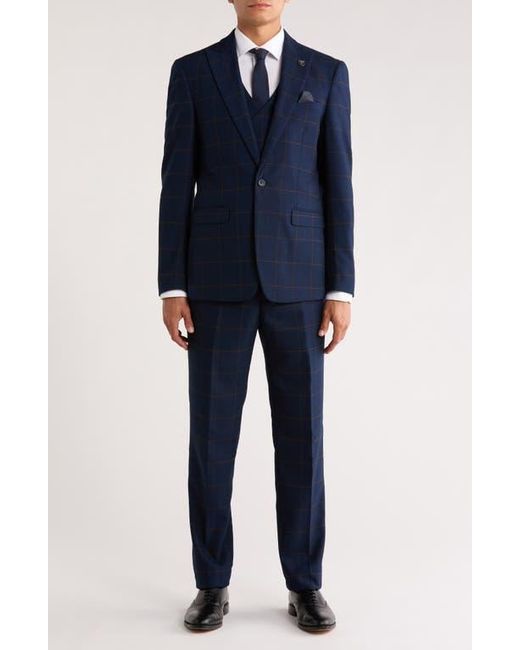ZEGARIE Blue Glen Plaid Double Breasted 3-Piece Suit for men