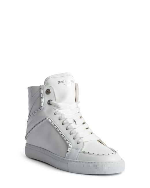 Zadig & Voltaire White High Flash Smooth Platform Sneaker