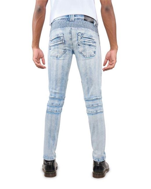 Xray Jeans Blue Stretch Mid Rise Skinny Moto Jeans for men
