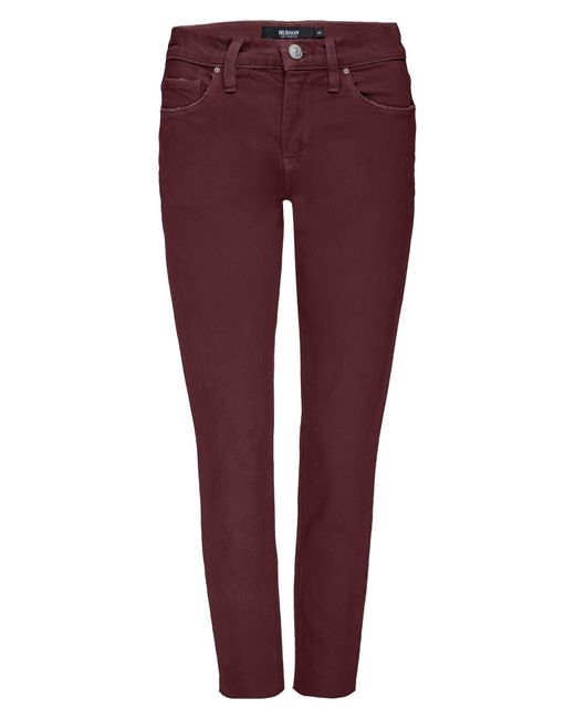 Hudson Jeans Denim Natalie Mid Rise Super Skinny Jeans in Bordeaux (Red ...