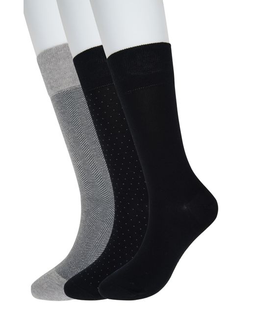 Brooks Brothers Black Assorted 3-pack Essential Dress Socks for men
