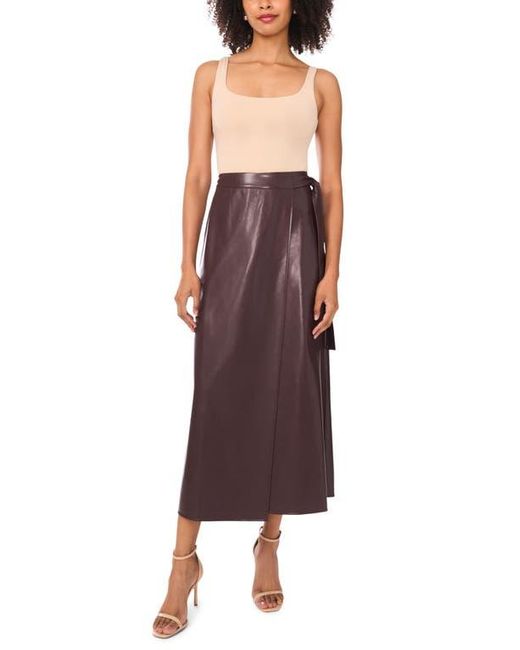 Halogen® Brown Faux Leather Side Tie Skirt