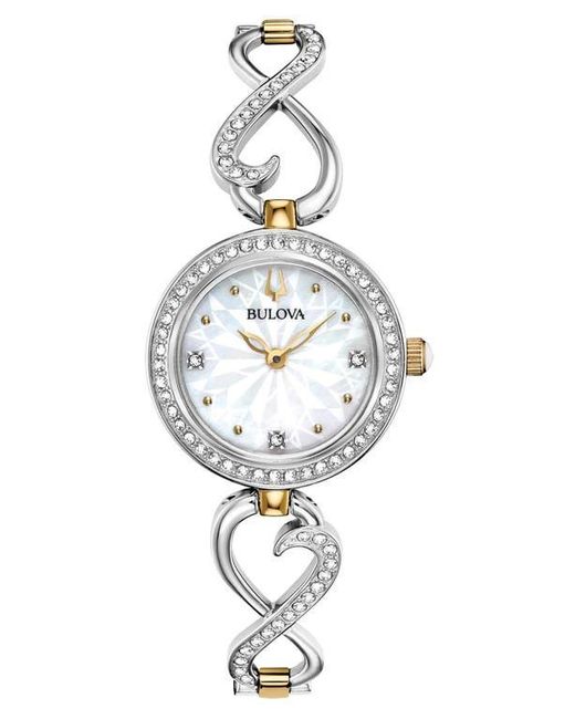 Bulova Swarovski Crystal Infinity Bracelet Watch Necklace Set in Metallic Lyst