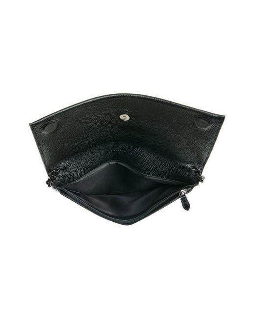 Rebecca Minkoff Black Lou Flap Pebbled Leather Clutch