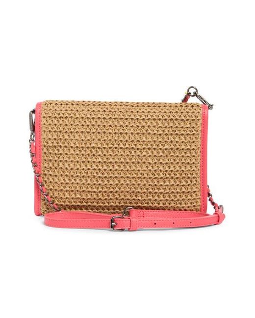Steve Madden Pink Glow Straw Crossbody Bag
