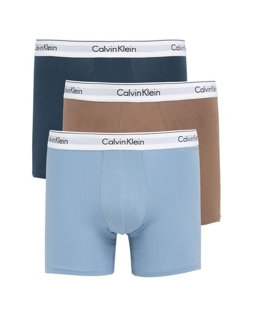 Calvin Klein 3-pack Stretch Cotton Boxer Briefs in Blue for Men