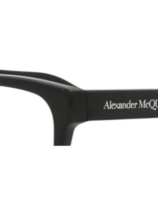 McQueen Black 55Mm Square Optical Glasses for men
