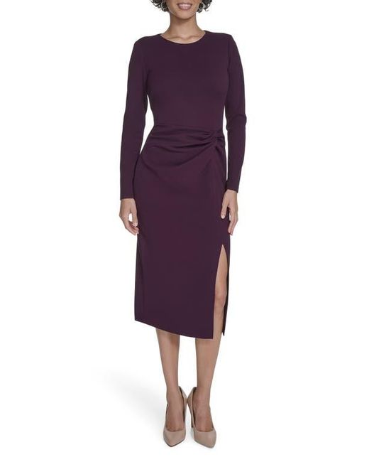 Calvin Klein Purple Knot Waist Midi Sheath Dress