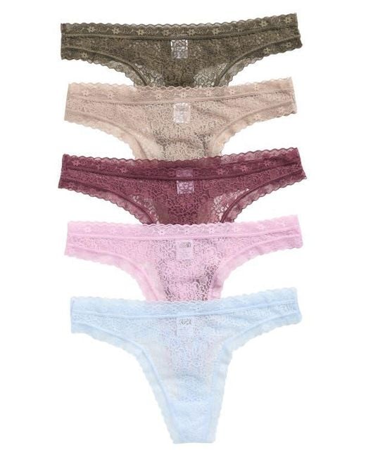 Nordstrom Rack Multicolor Assorted 5-Pack Lace Thongs