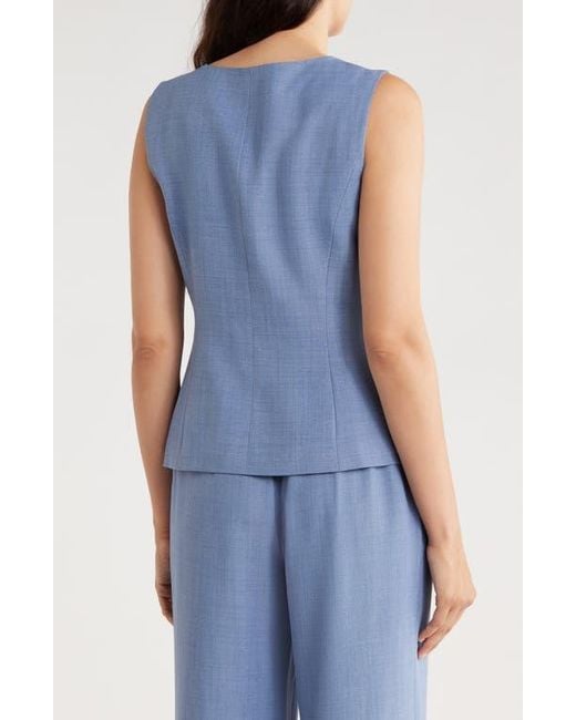 Gemma Jane Blue Hammered Button-Up Vest