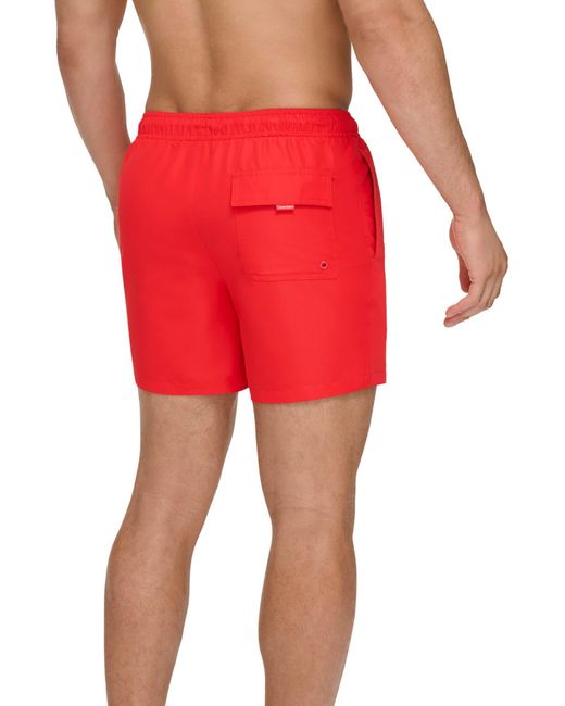 Calvin Klein Modern Euro Upf 40 Swim Trunks In Red For Men Lyst