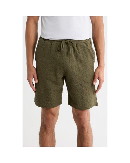 Denim and Flower Green Textured Shorts for men