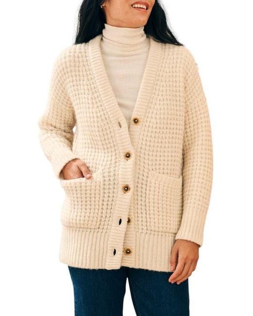Faherty Brand Natural Frost Waffle Knit Cardigan